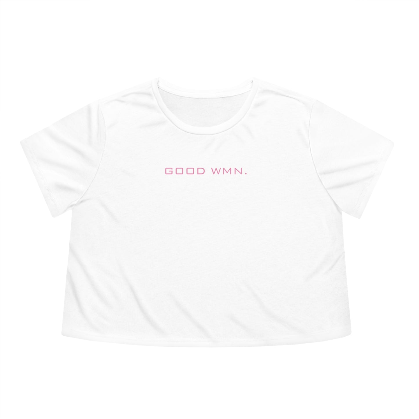 GOOD WMN Cropped Tee in white with blush print