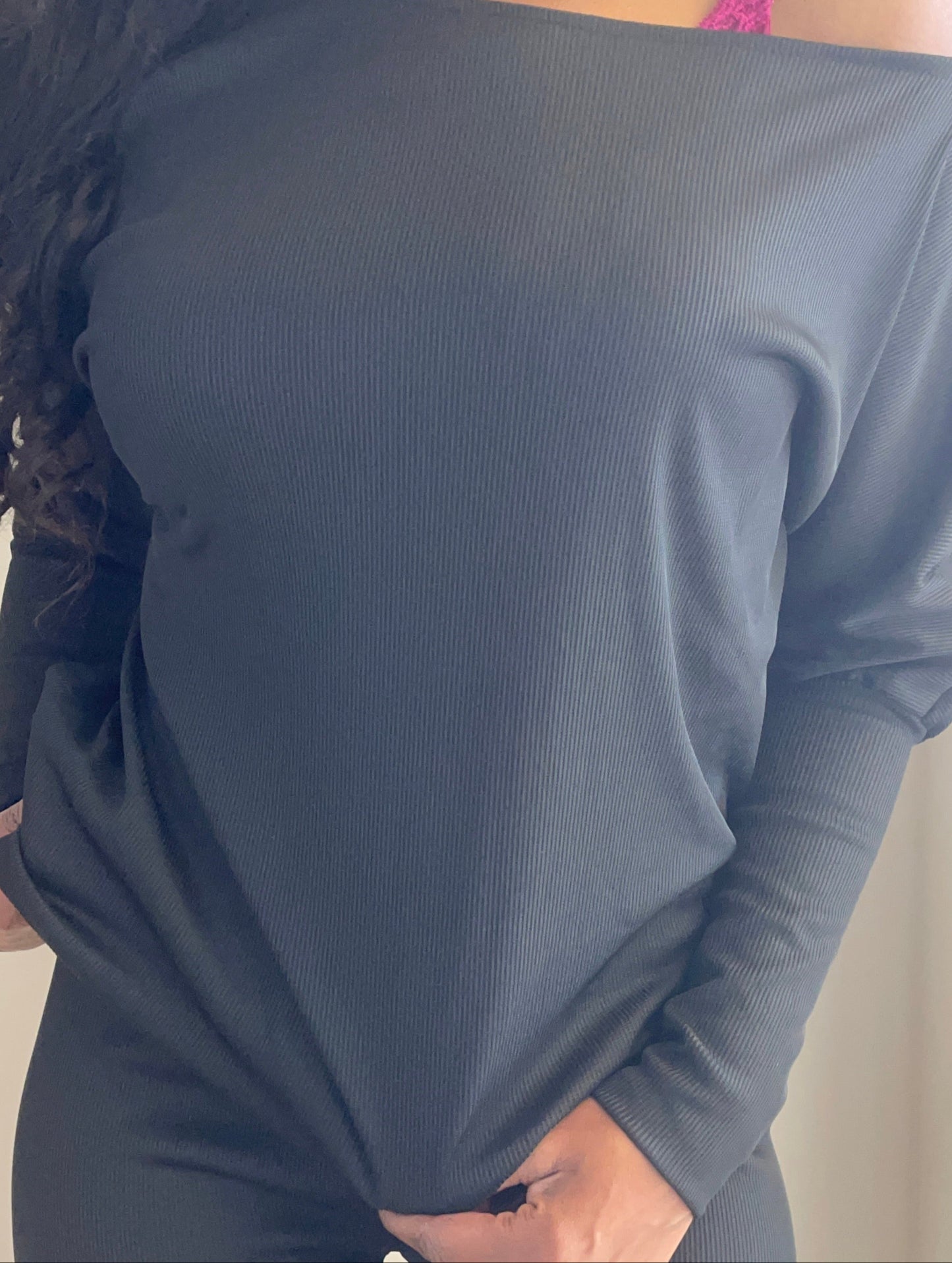 Asymetrical Shoulder Top Front Black