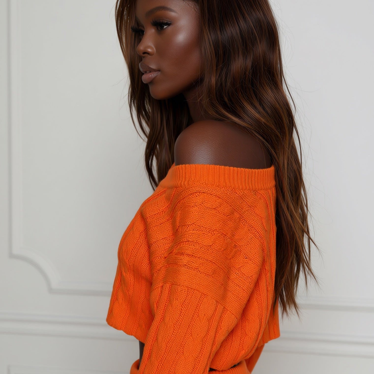 Élan Sculptural Cableknit Crop Sweater in Solaire