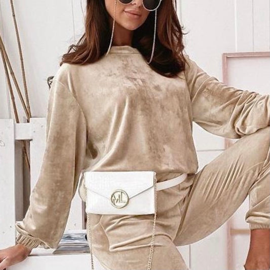 Velvet Crew Neck Sweatshirt | Lady of Leisure Velvet Sweatshirt Top Buttercream