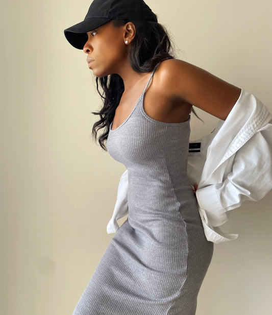 Bodycon Midi Soft Lounge Dress Grey