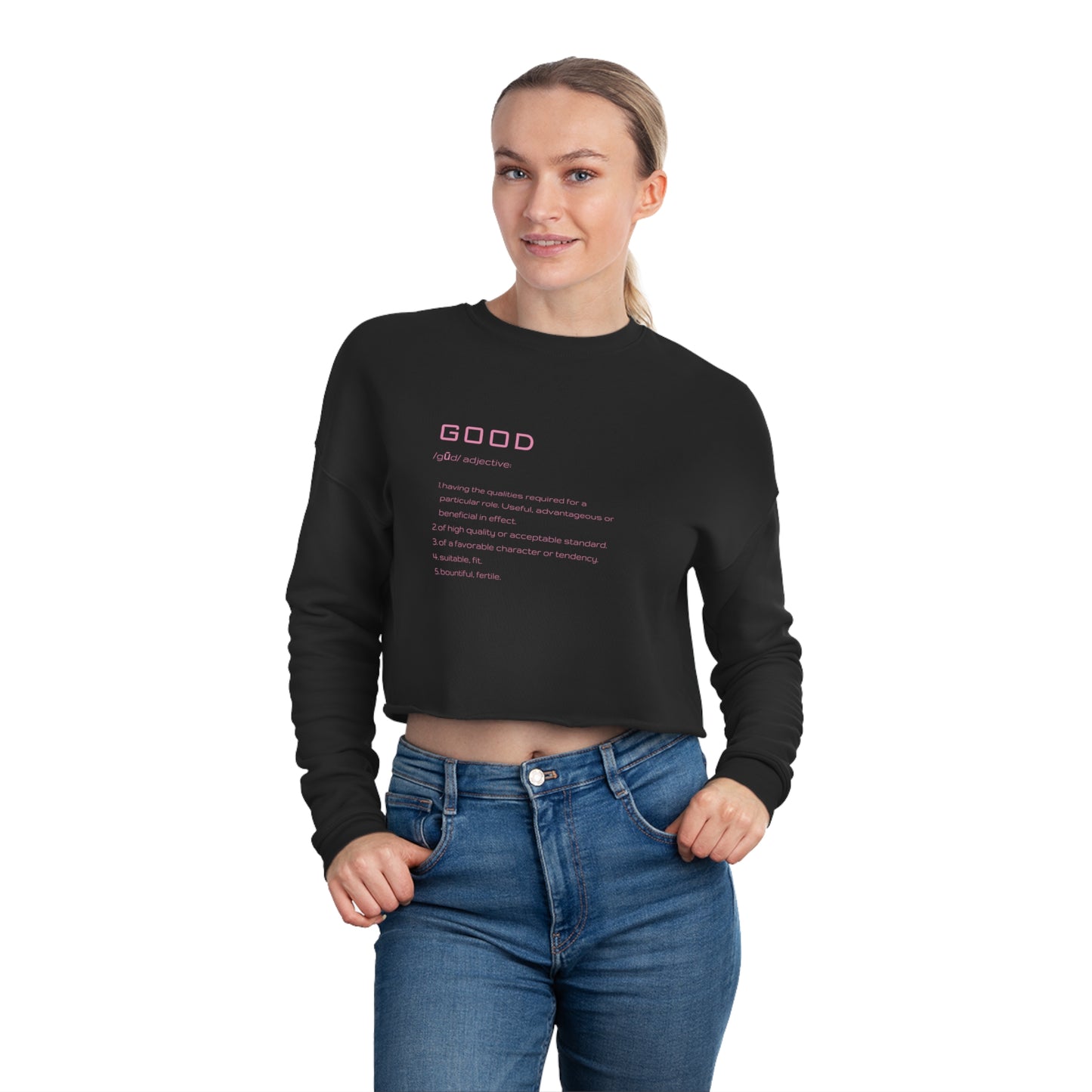 standing model in Good Definition Sweatshirt Cropped sweatshirt in black