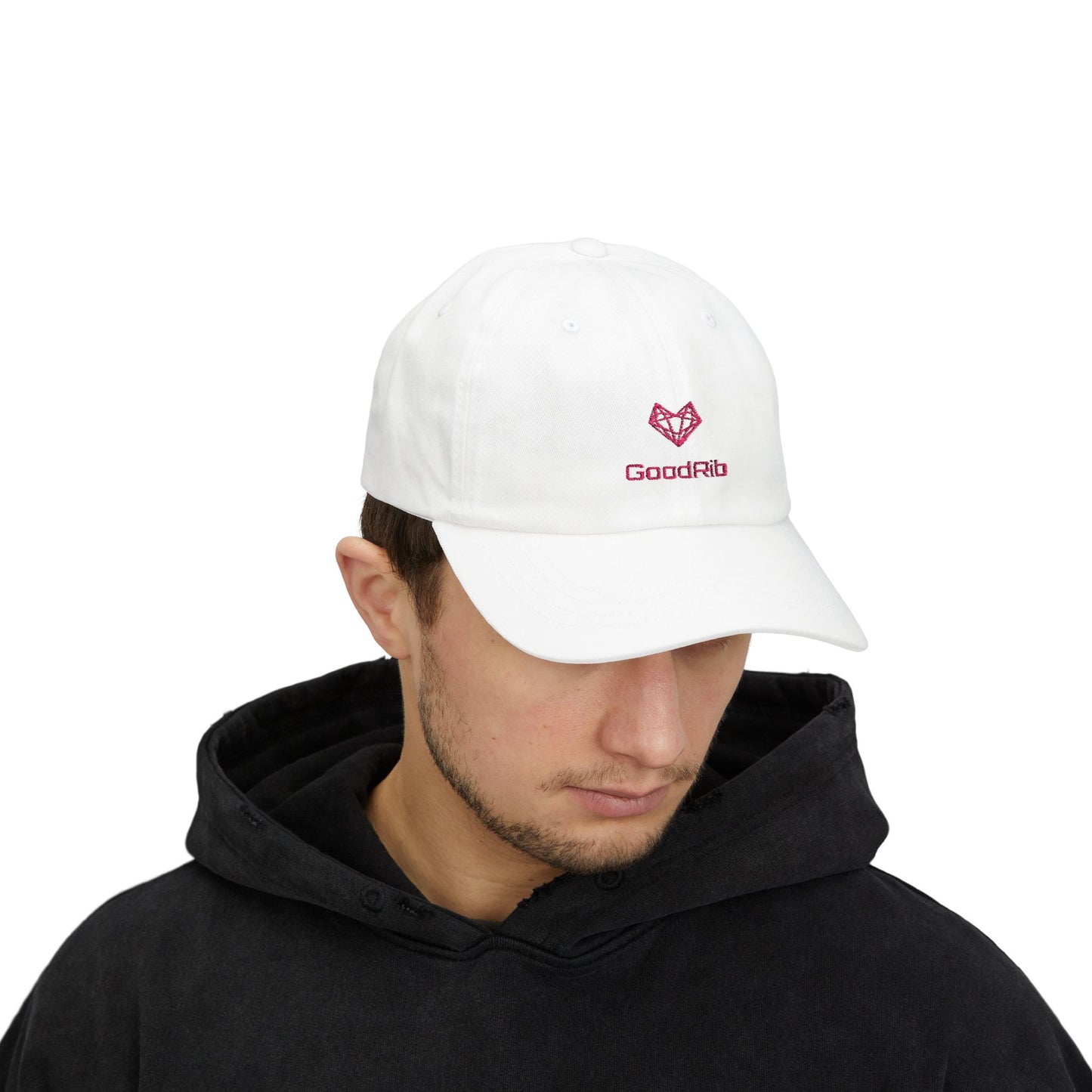 Classic Dad Cap - Stylish White Baseball Hat with GoodRib Logo