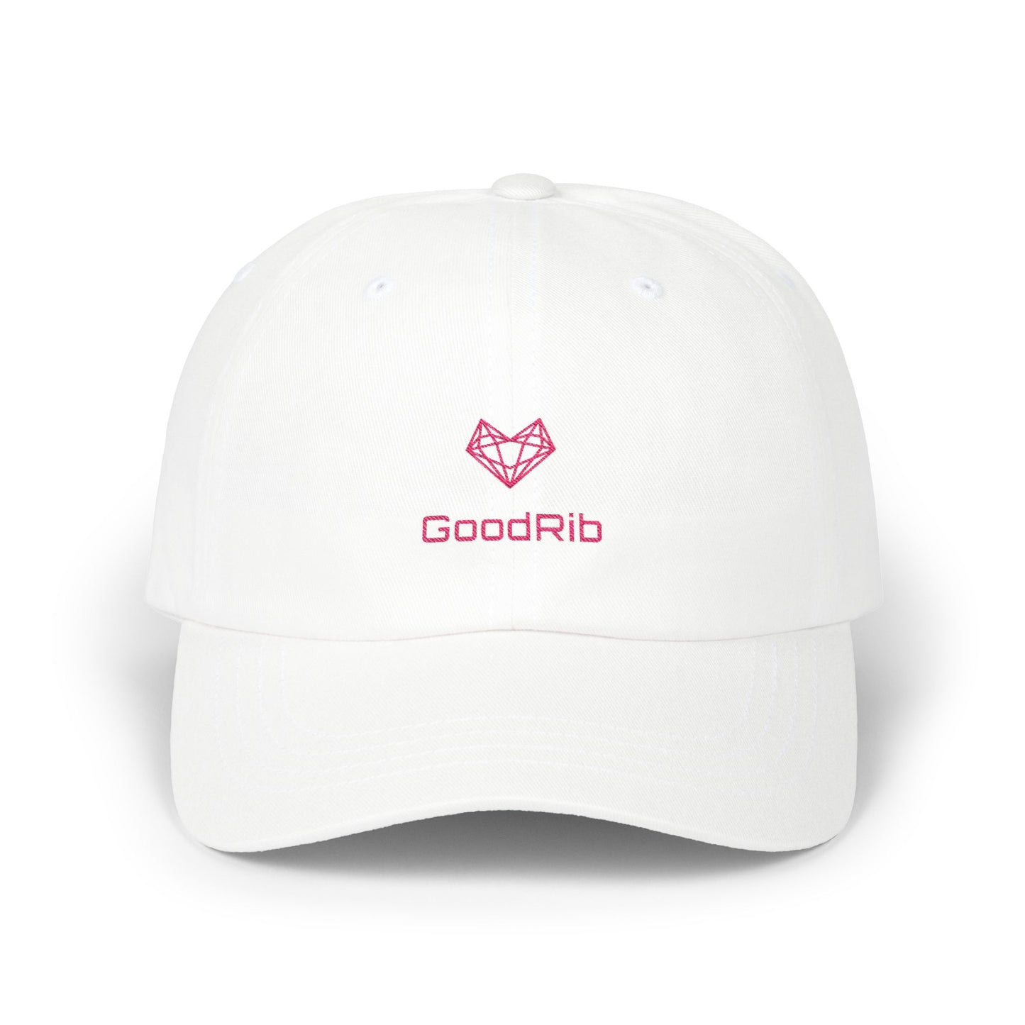 Classic Dad Cap - Stylish White Baseball Hat with GoodRib Logo