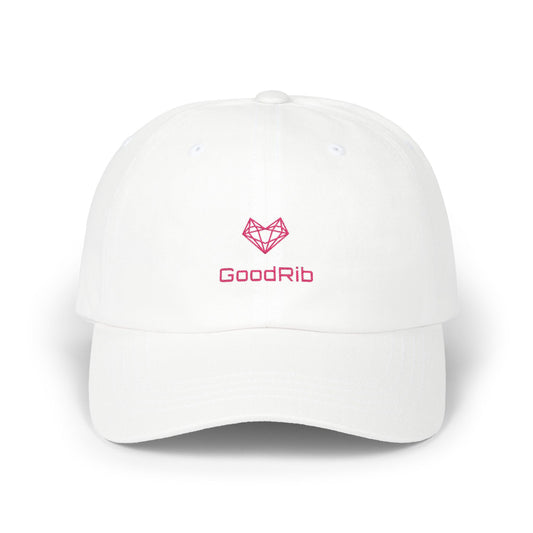 Classic Dad Cap - Stylish White Baseball Hat with GoodRib Logo