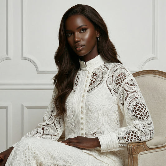 The Amara Lace Button Down Blouse