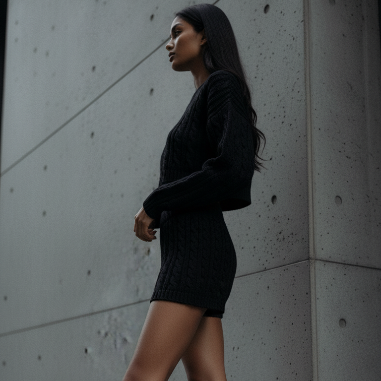 Knit Shorts | Élan Cableknit Boy Short Noir Soft